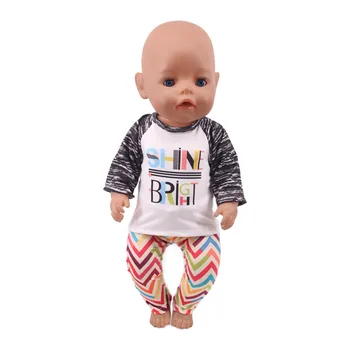 Fit 18 Inch 40-43 cm, Rojen Srčkan Baby Doll vzorec oblačila + hlače+Obleka, Dodatki Za Otroka, Rojstni dan Festivala Darilo