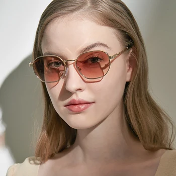 Peekaboo zlato poln kovinskih kvadratnih očala za ženske majhna ženska retro sončna očala za moške uv400 rjava pribor ženske