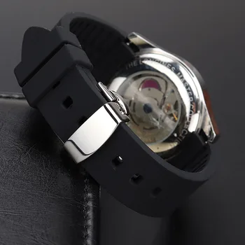 Za Rolex Seiko Omega Watch 20 mm, 22 mm, Mehke Silikonske Gume jermenčki Črna/Rdeča/Oranžna/Modra Watchband S Srebrno/Črna Sponke