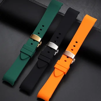 Za Rolex Seiko Omega Watch 20 mm, 22 mm, Mehke Silikonske Gume jermenčki Črna/Rdeča/Oranžna/Modra Watchband S Srebrno/Črna Sponke
