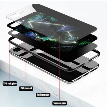 Zelena Neon Okvir Rastlinskih Listov Telefon Primeru Kaljeno Steklo Za iPhone 12 Max Pro Mini 11 XR Pro XS MAX 8 X 7 6S Plus SE 2020 primeru