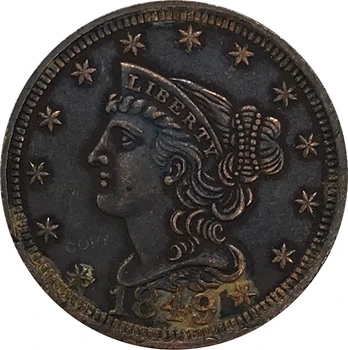 1849 Združenih držav Amerike Dolar Pol Odstotka zbirateljskih Rdeči Baker Kopija Kovanca