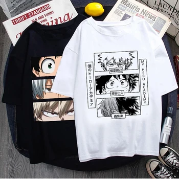 Vroče Japonski Anime Moj Junak Univerzami Majica s kratkimi rokavi Moški Kawaii Risanka Todoroki Dabi Grafični Tees Harajuku Unisex Bakugou T-shirt Moški