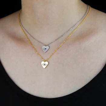 Srce oblika obesek vgravirana cz zlo oko srečne ženske, ogrlice 2020 visoke kakovosti trgovini modni nakit