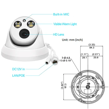 Hikvision Združljiv ColorVu 4K Kupolo POE IP Kamero Home Security CCTV 5MP H. 265 Built-in MIC Motion Detect Video Surveilliance