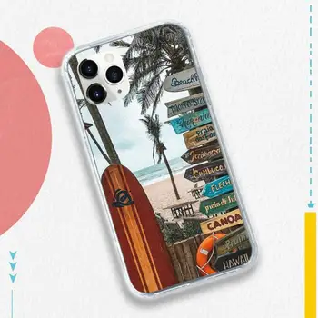 Poletja, plaže, surfanje, deskanje Telefon Primeru Pregleden za iPhone 11 12 mini pro XS MAX 8 7 6 6S Plus X 5S SE 2020 XR