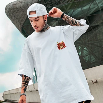 ZAZOMDE Moške Majice 2021 Kitajski Slog Nove Natisnjeni Kratek Rokav Tshirts Poletje Hip Hop Priložnostne Bombaž Vrhovi Tees Ulične Moški