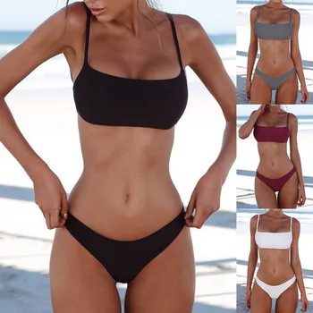 Novi Seksi Push Up Unpadded Brazilski Bikini Komplet Ženske Letnik Kopalke, Kopalke Plaža Obleko Biquini Kopalne Obleke Spusti Ladje
