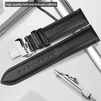 MAIKES Luksuzni Kravje Usnje jermenčki 20 mm 22 mm 24 mm Z 316L iz Nerjavečega Jekla Metulj Sponke Watch Trak Mehko Watchbands