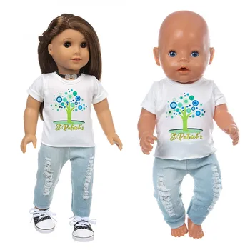 2020 Novo Fit 18 inch Baby Novo Rodila Punčko Oblačila Dodatki Jeans Hlače Z Luknjami v Vejah Za Otroka Darilo za Rojstni dan