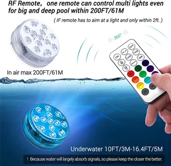 13 LED RGB Podvodna Luč s Sesalno Skodelice in Magneti IP68 Vodotesen Podvodni Noč Lučka Vodnjak Bazen Svetlobe