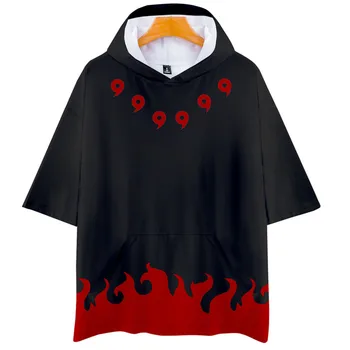 Anime Cosplay T-shirt majice Uzumaki Uchiha Sasuke Kostum Hooded T-shirt Mens Kratki Rokavi Tees Oblačila