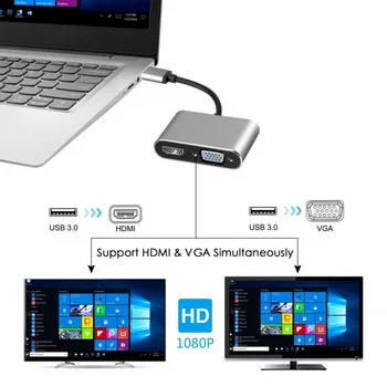 1080P Full HD Video vmesnik USB 3.0 Za HDMI/VGA Pretvornik Kabel Za Laptop/Desktop/Projektor/TV